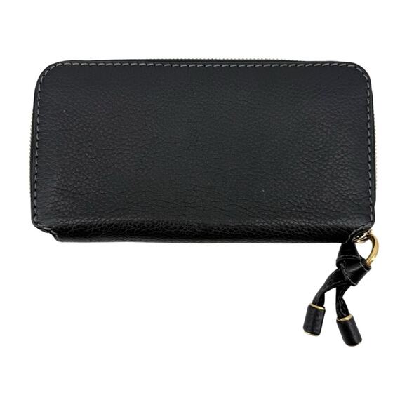 CHLOE Grained Calfskin Marcie Long Zip Around Wallet Textured Black Leather - Picture 6 of 13
